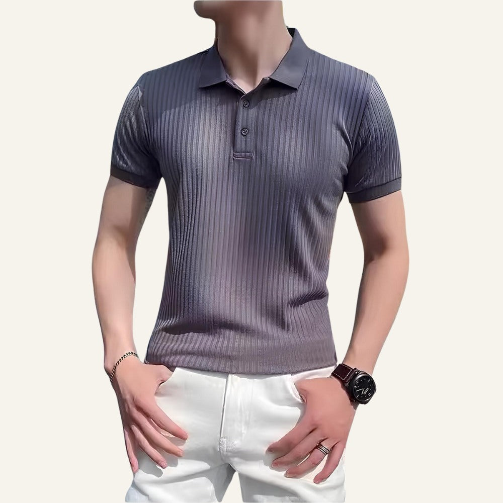 Men's Ribbed Knit Polo Shirt – Bourton