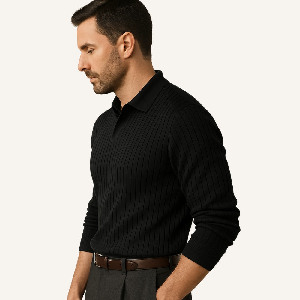 Men's Long-Sleeve Ribbed Polo – Nazionale