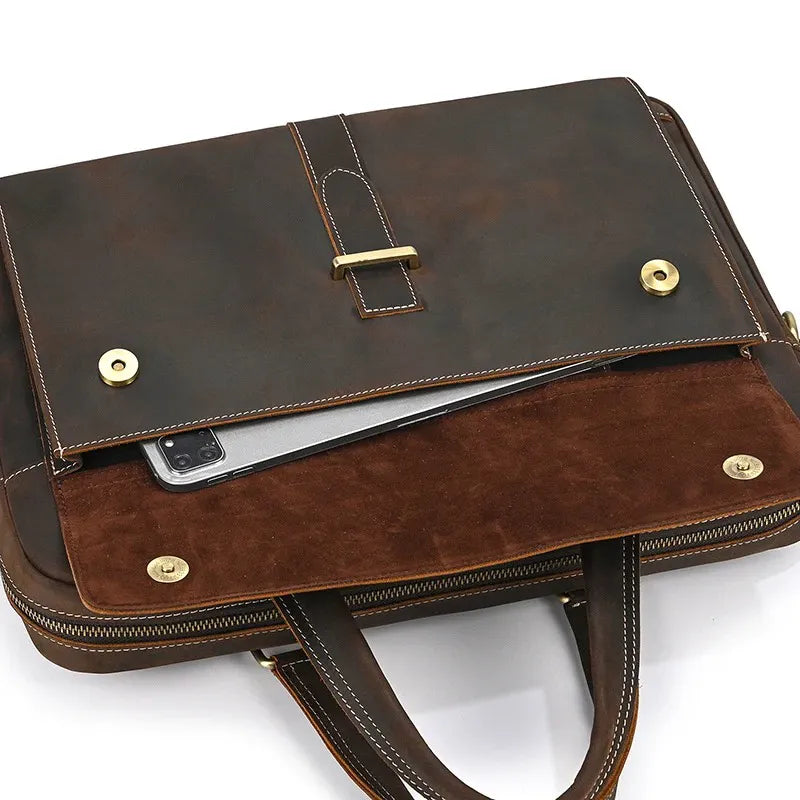 Full-Grain Leather Briefcase — The Harrington Edition