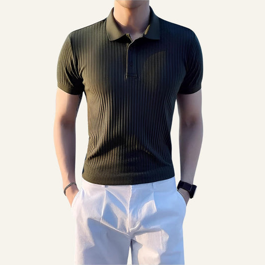 Men's Ribbed Knit Polo Shirt – Bourton