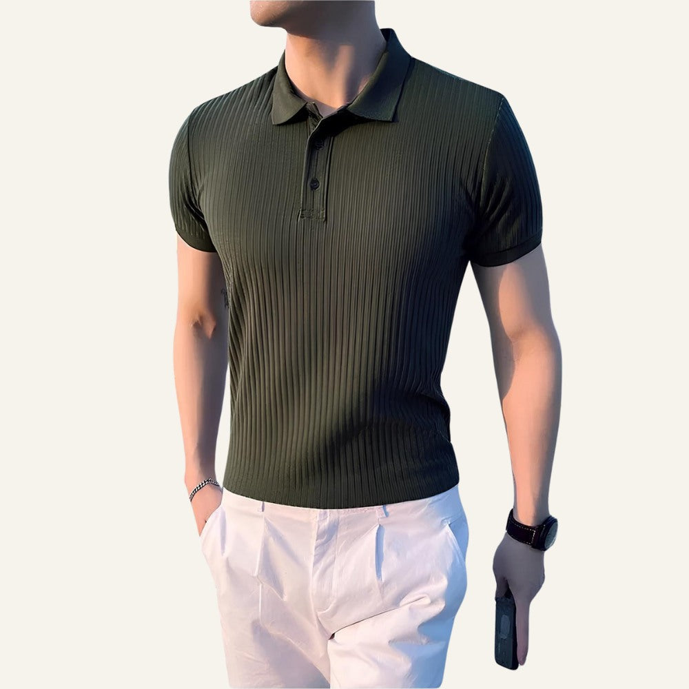 Men's Ribbed Knit Polo Shirt – Bourton