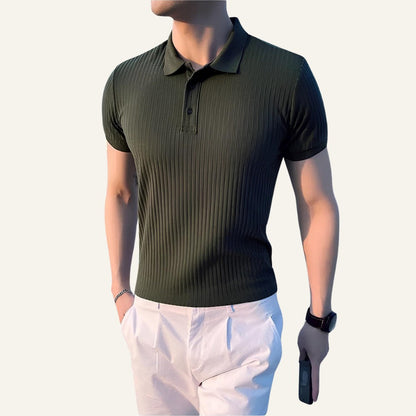 Men's Ribbed Knit Polo Shirt – Bourton