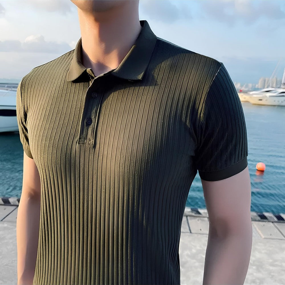 Men's Ribbed Knit Polo Shirt – Bourton