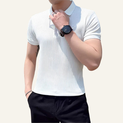 Men's Ribbed Knit Polo Shirt – Bourton