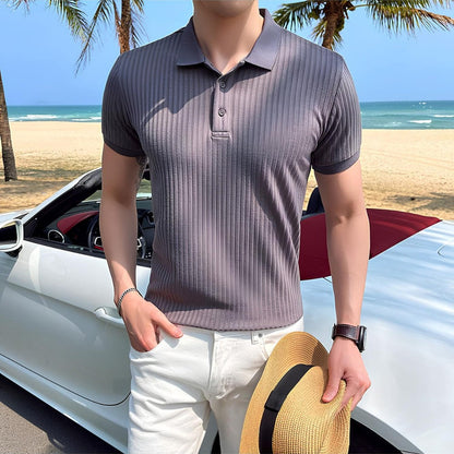 Men's Ribbed Knit Polo Shirt – Bourton