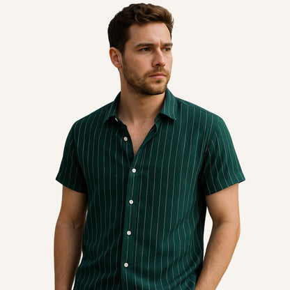 Men's Striped Shirt – Old Money Green Nautic