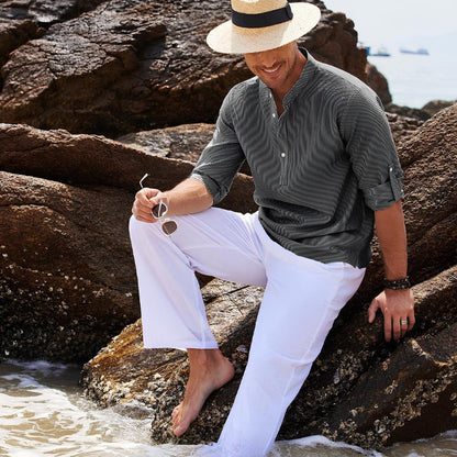 Men's Striped Linen Shirt – Old Money Ascot