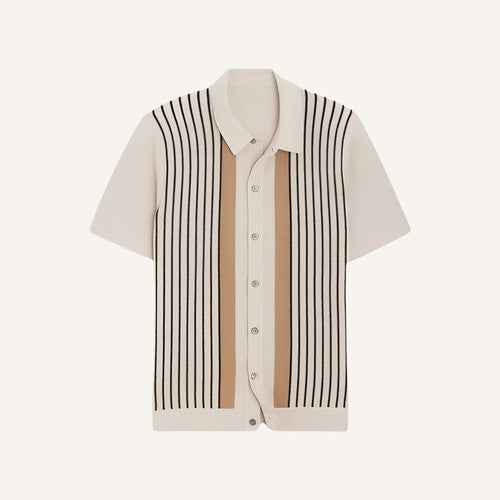 Men's Striped Knit Polo Shirt – Montelle