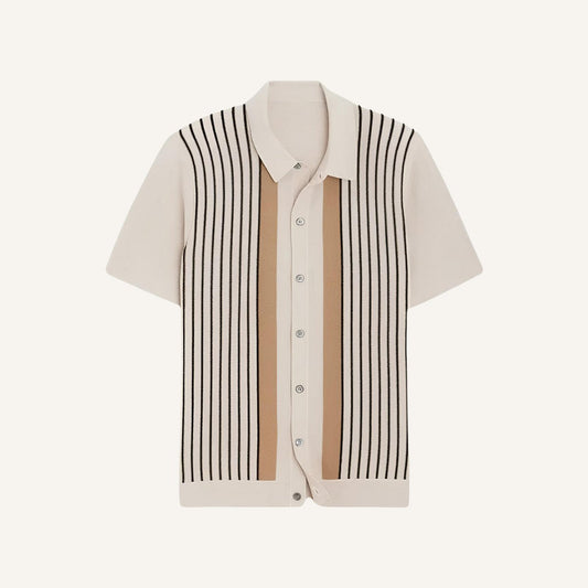 Men's Striped Knit Polo Shirt – Montelle