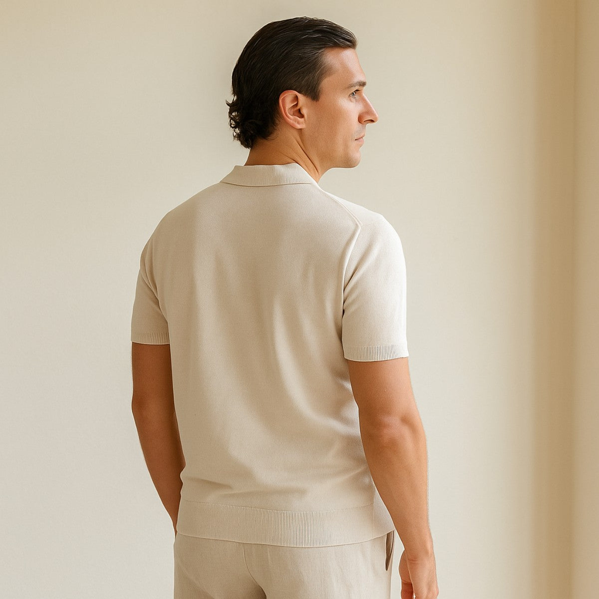 Men's Striped Knit Polo Shirt – Montelle