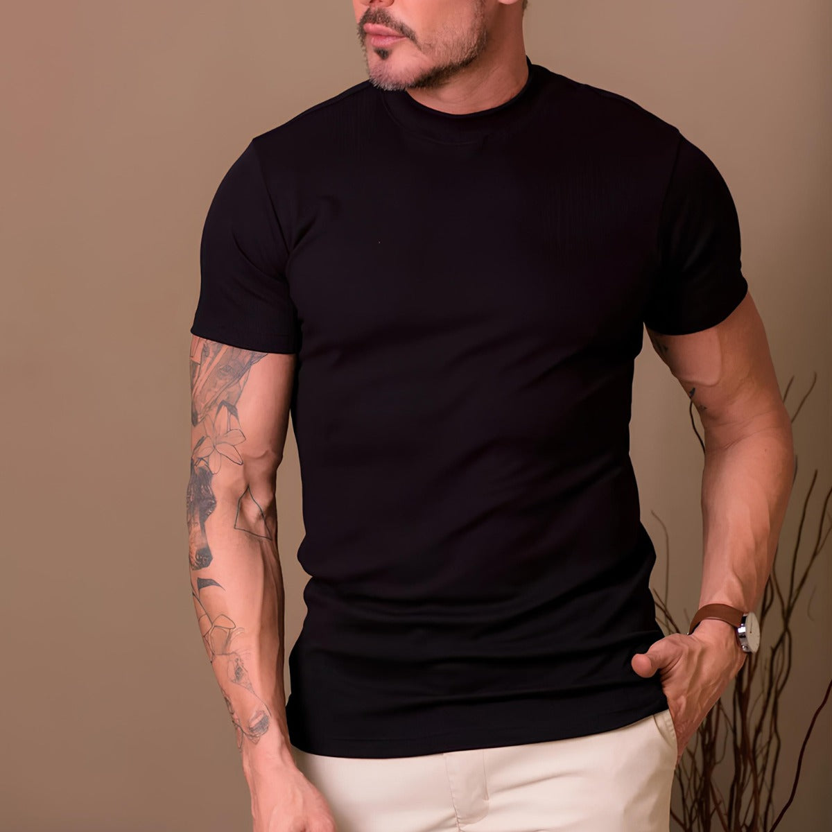 Men's Ribbed High-Neck T-Shirt – Clarence