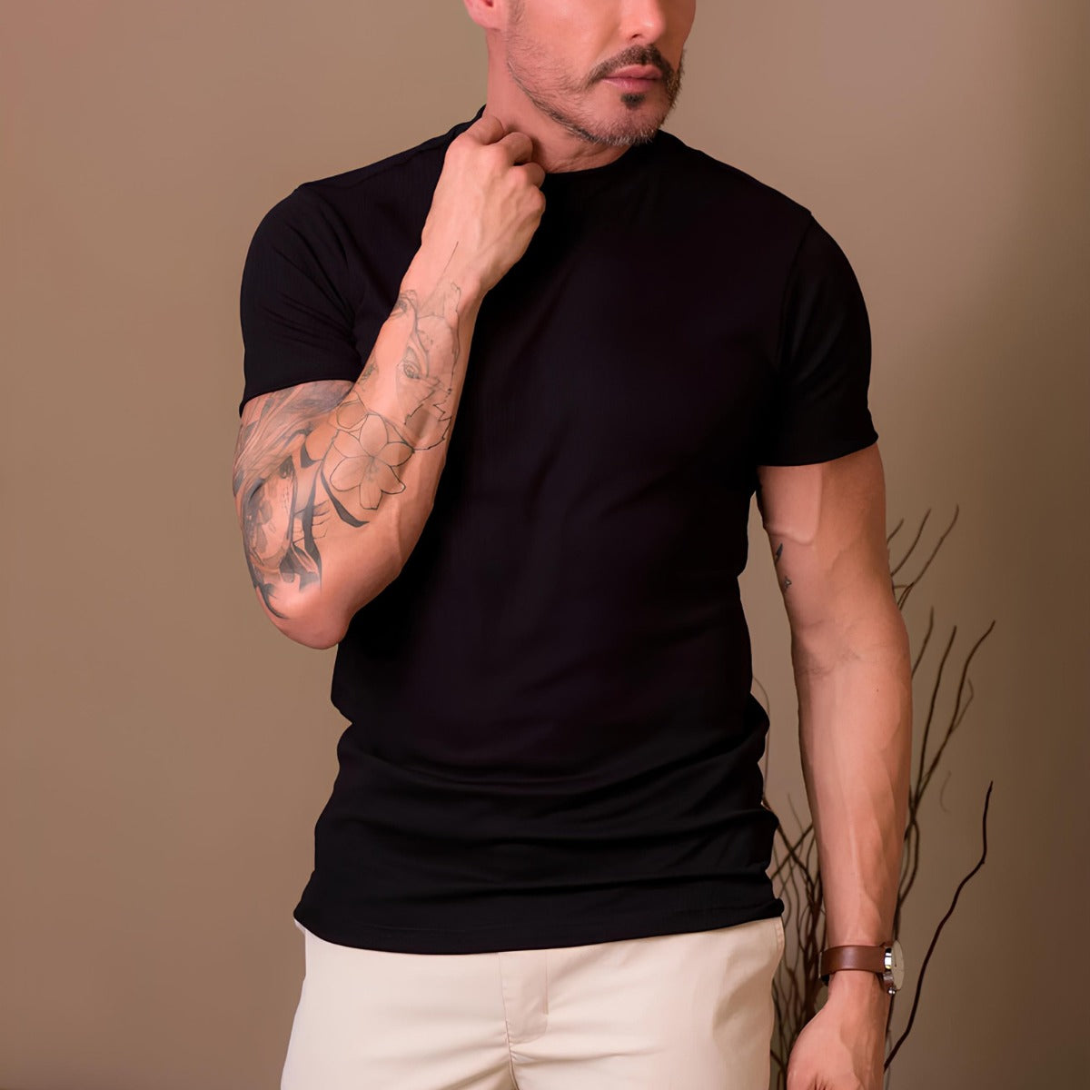 Men's Ribbed High-Neck T-Shirt – Clarence