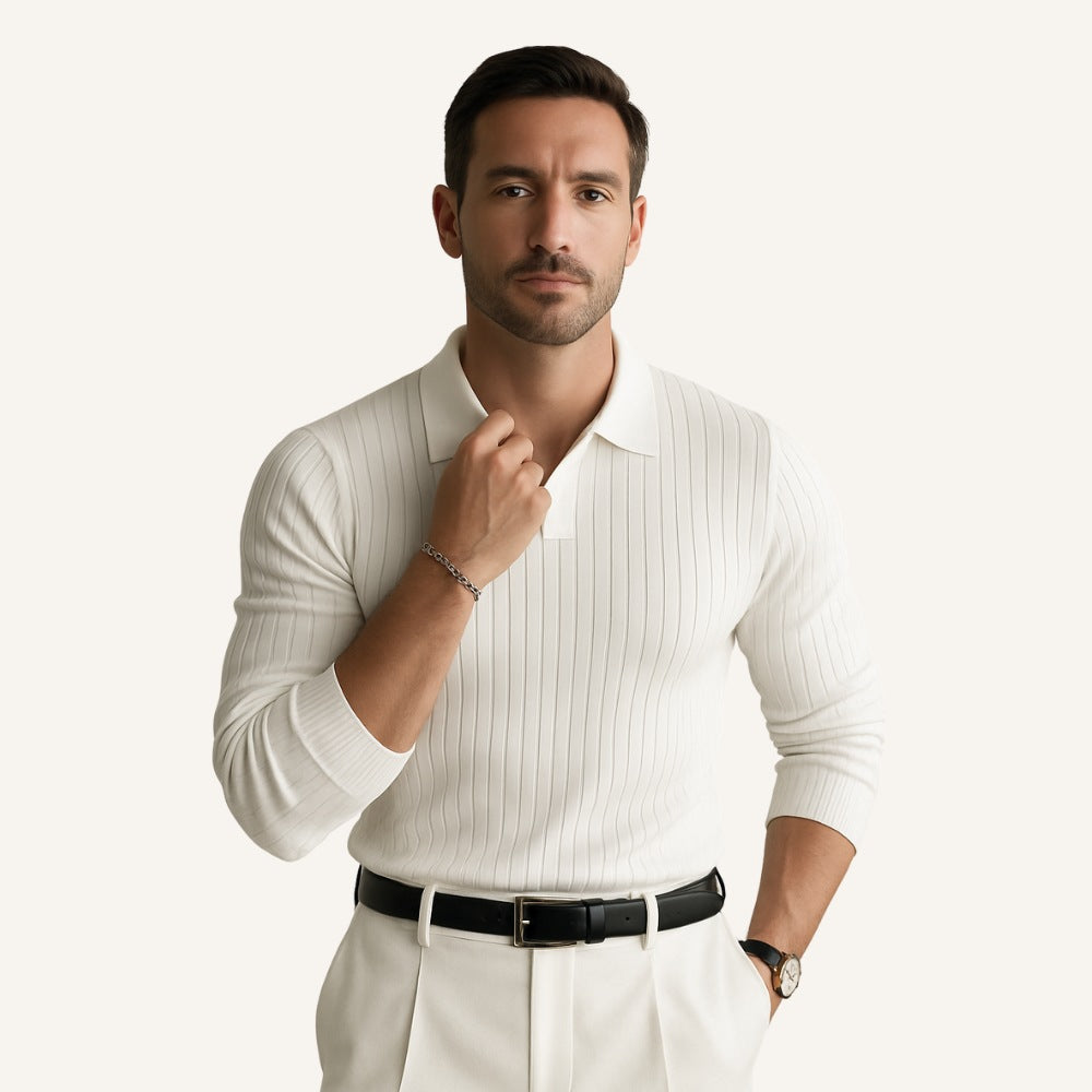 Men's Long-Sleeve Ribbed Polo – Nazionale