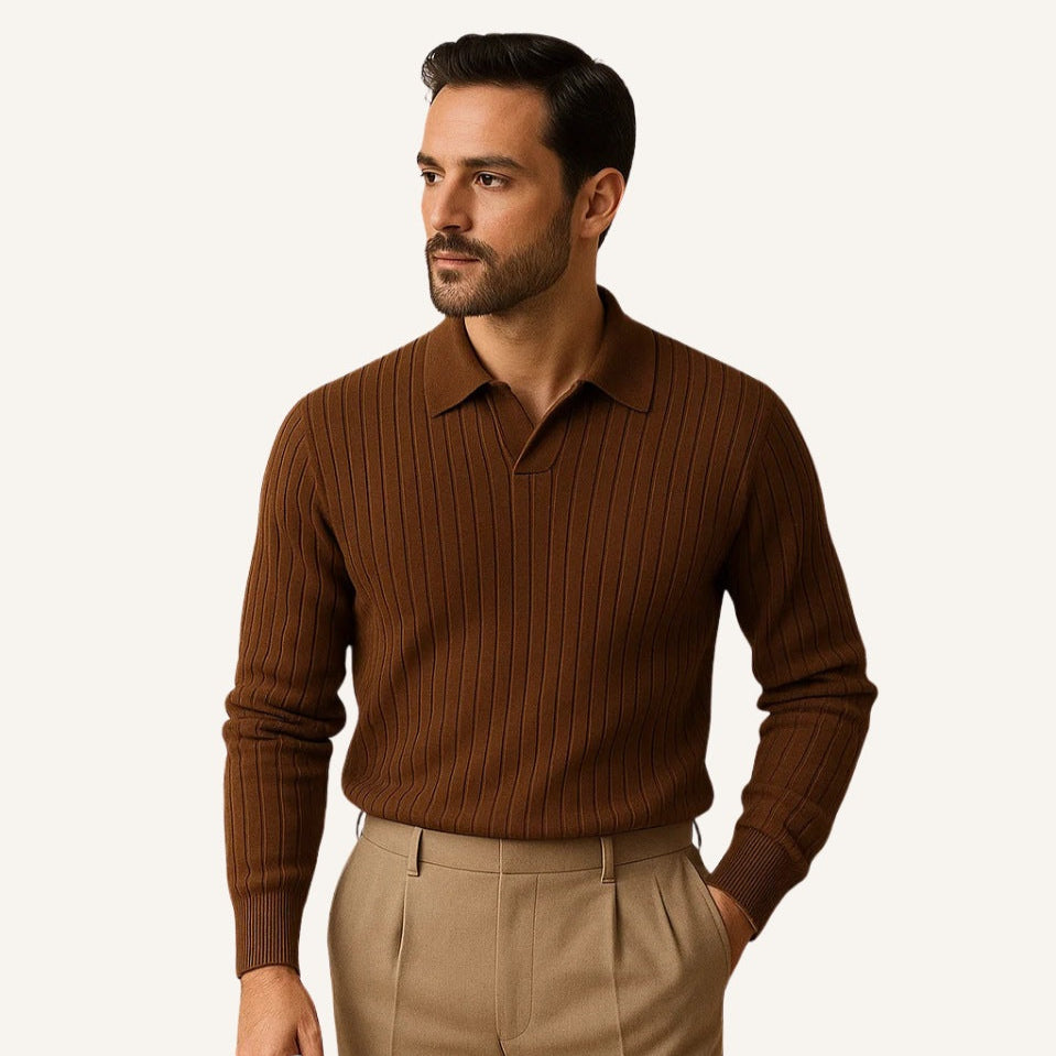 Men's Long-Sleeve Ribbed Polo – Nazionale