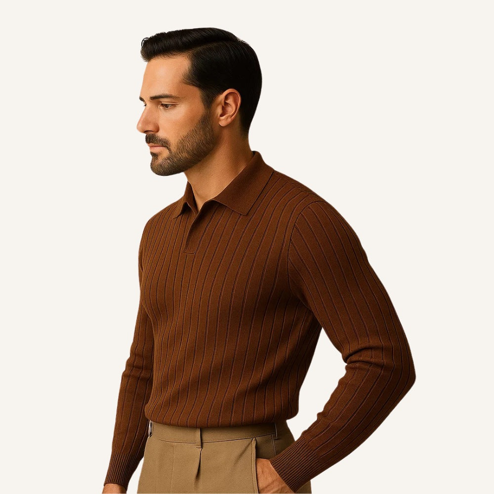 Men's Long-Sleeve Ribbed Polo – Nazionale