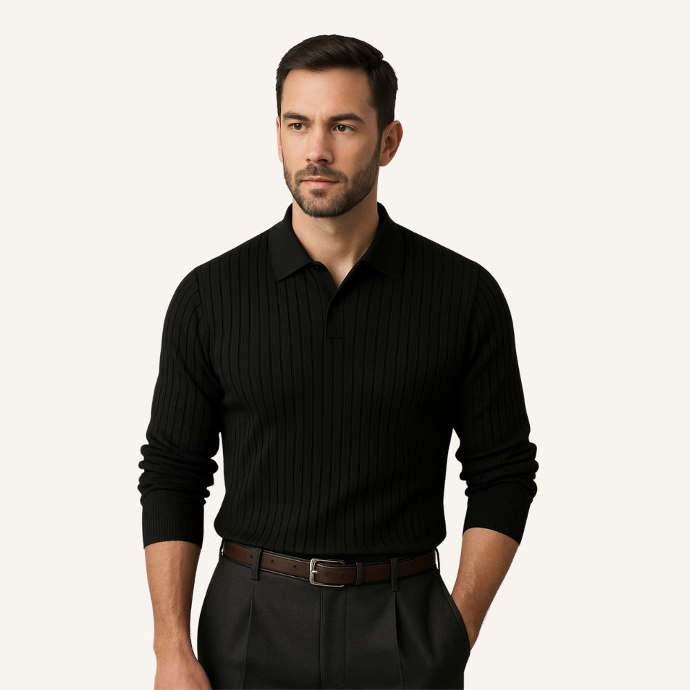 Men's Long-Sleeve Ribbed Polo – Nazionale