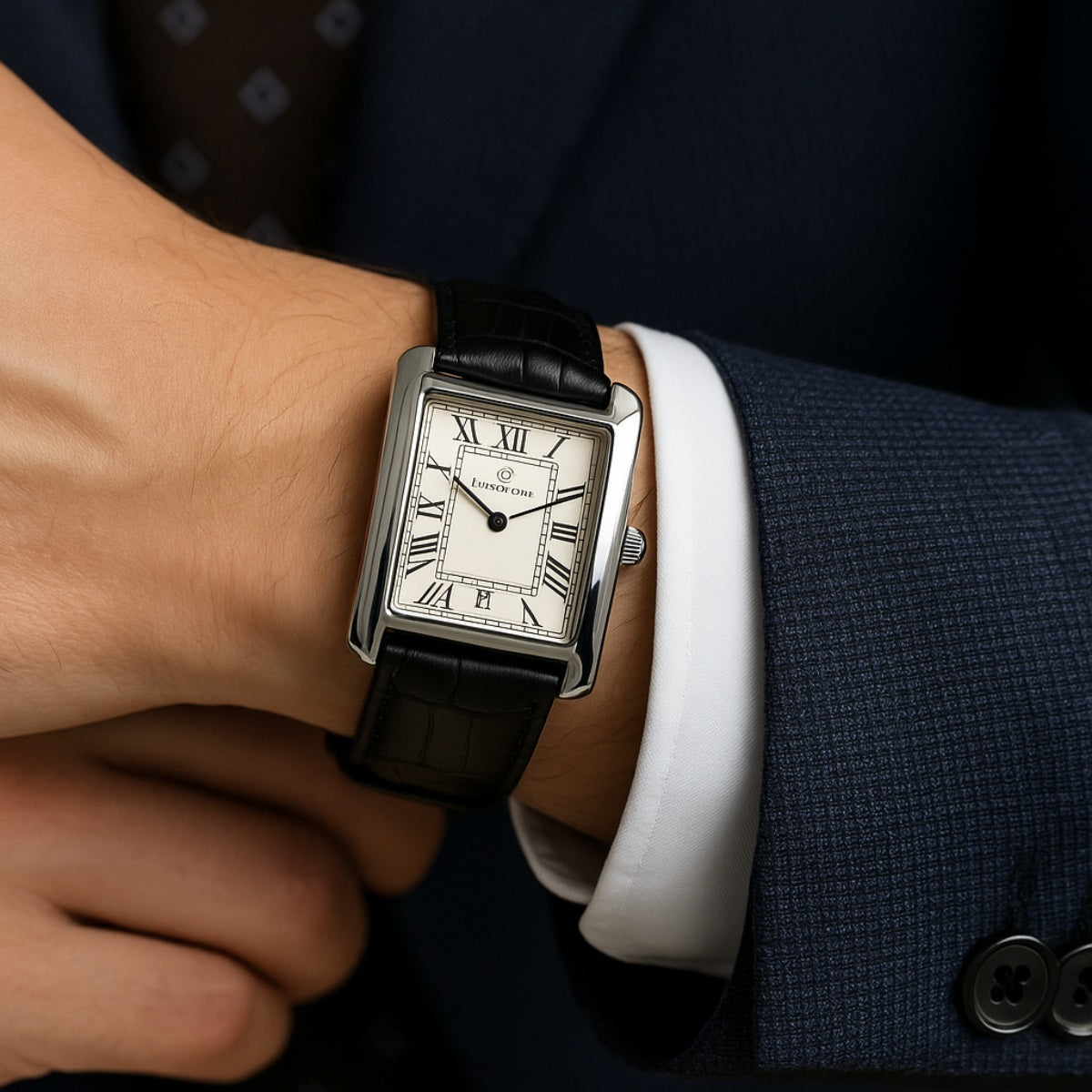 Men's Rectangular Leather Watch – Raez Atempori