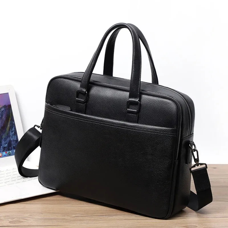 Black Leather Business Briefcase