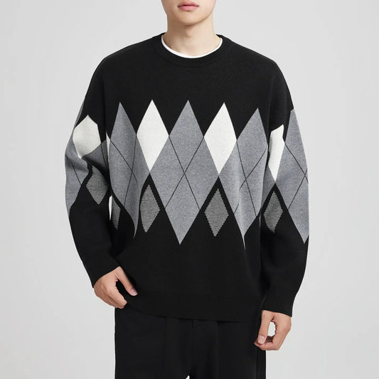 Men’s Heritage Diamond Knit Sweater – Old Money Classic