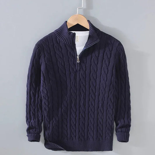 Heritage Cable-Knit Quarter Zip Sweater