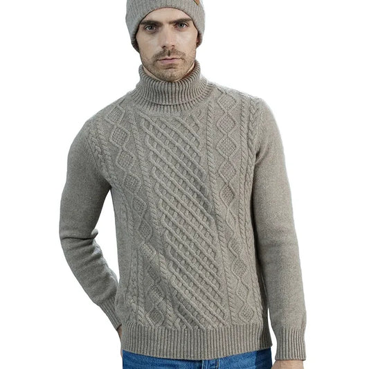Men’s Heritage Cable Turtleneck Sweater – Old Money Essential