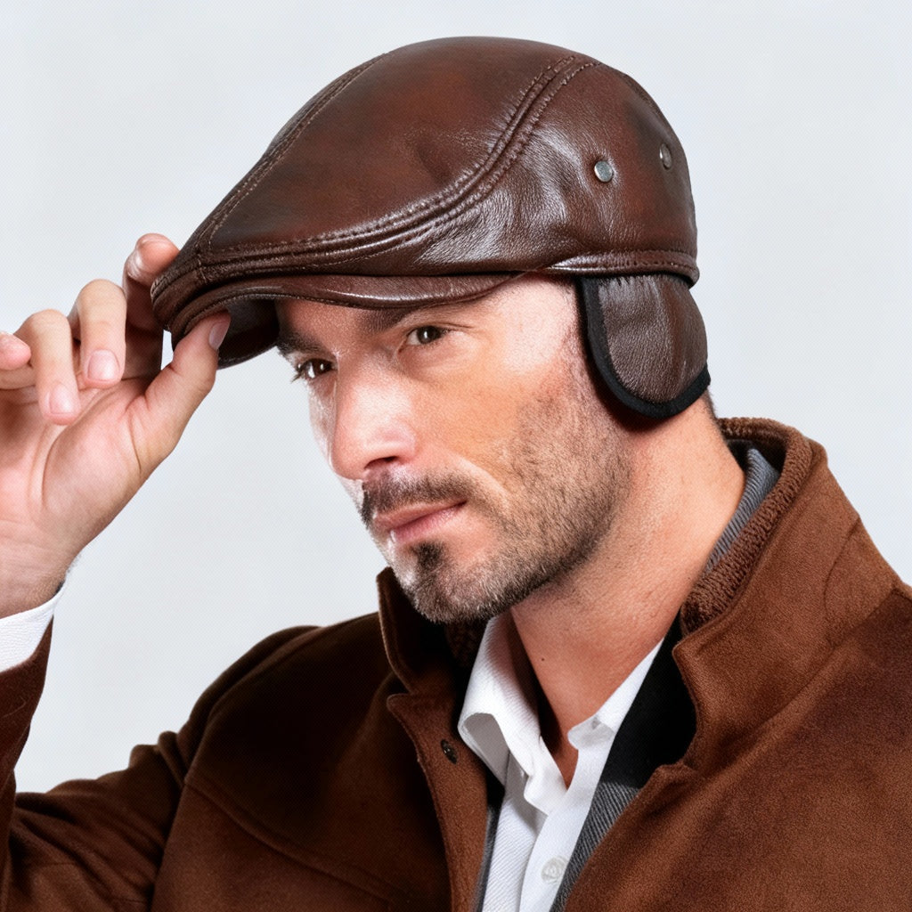 Men’s Heritage Leather Ivy Cap – Old Money Essential