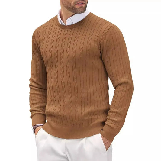 Men’s Cable Knit Crewneck Sweater – Old Money Classic